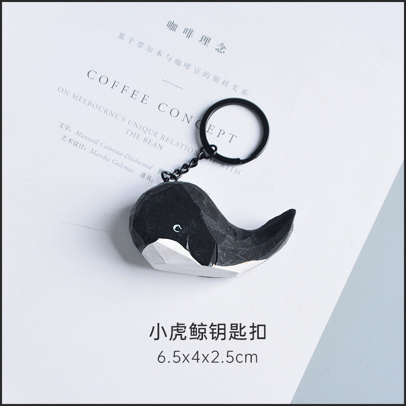 Creative Wooden Cat Trinkets – Handmade Wood Carving Cat Ornament (Gray & Orange)