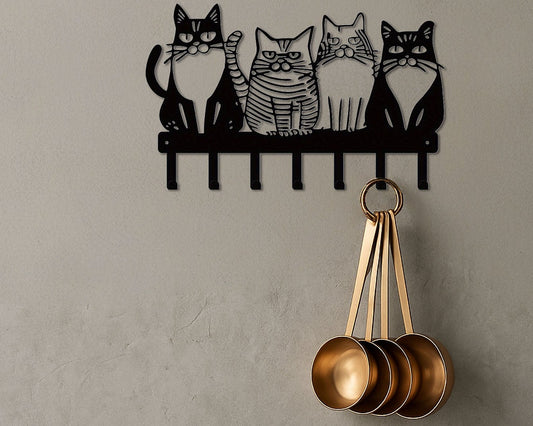 Cute Cat Wall Hook – Metal Wall Mounted Hook for Keys, Towels, Bags & Coats | Kawaii Cat Home Decor