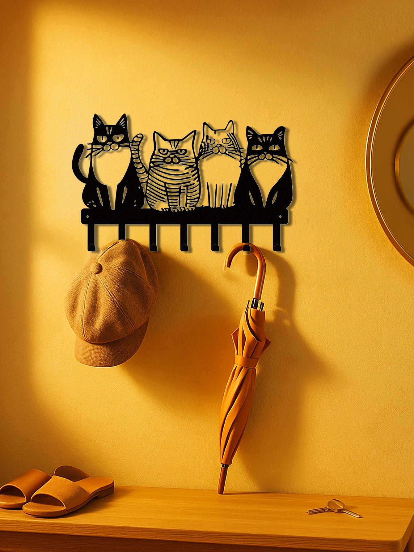Cute Cat Wall Hook – Metal Wall Mounted Hook for Keys, Towels, Bags & Coats | Kawaii Cat Home Decor