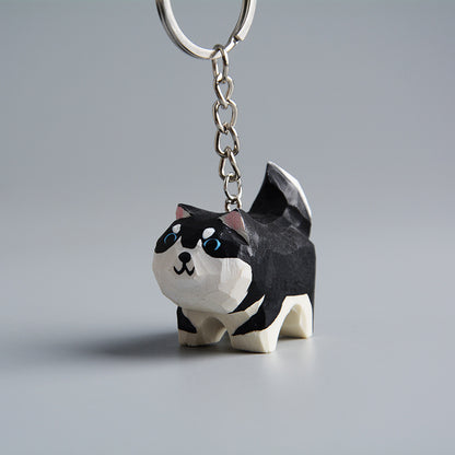 Creative Wooden Cat Trinkets – Handmade Wood Carving Cat Ornament (Gray & Orange)