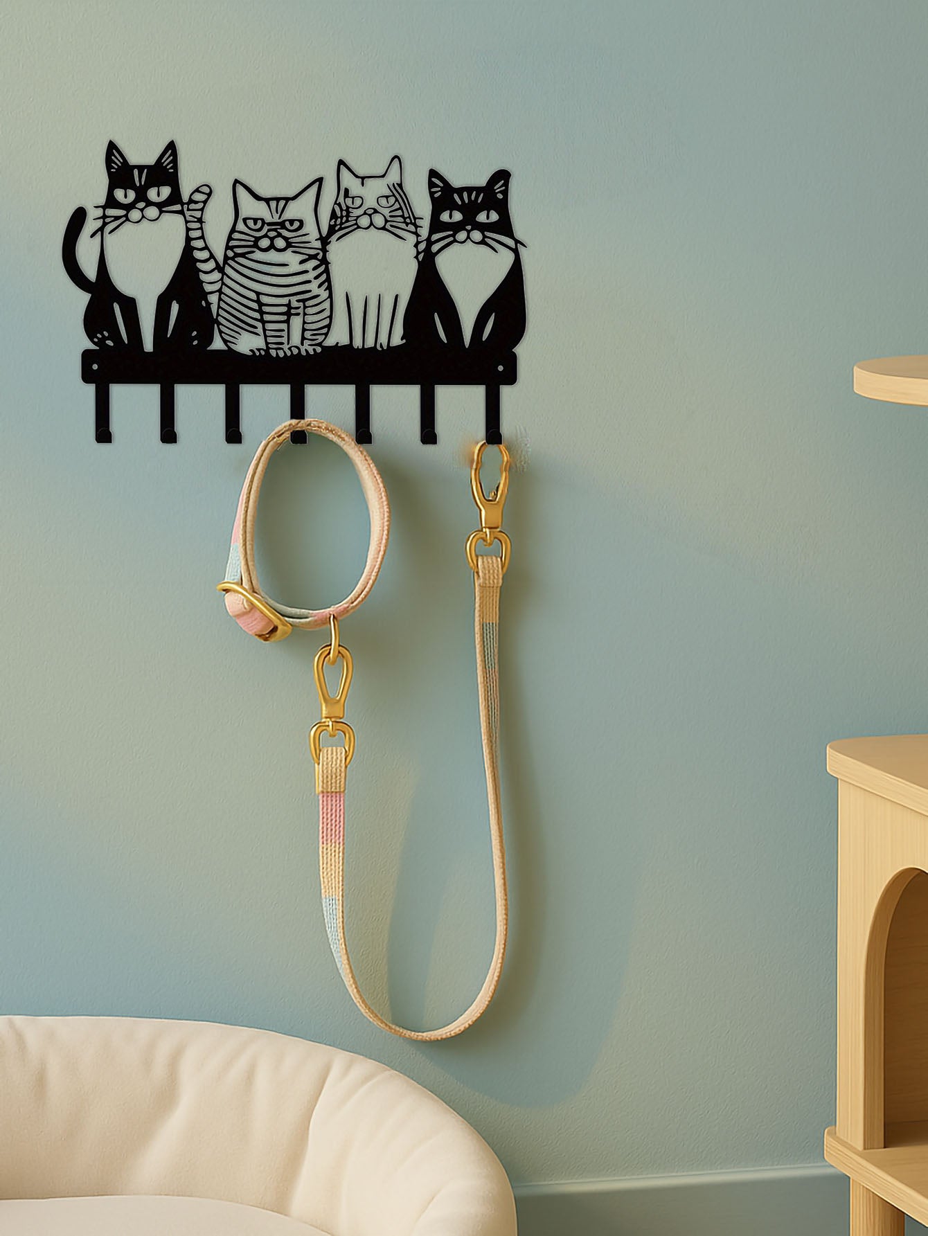 Cute Cat Wall Hook – Metal Wall Mounted Hook for Keys, Towels, Bags & Coats | Kawaii Cat Home Decor