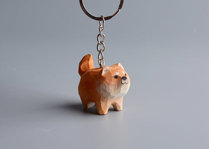 Creative Wooden Cat Trinkets – Handmade Wood Carving Cat Ornament (Gray & Orange)