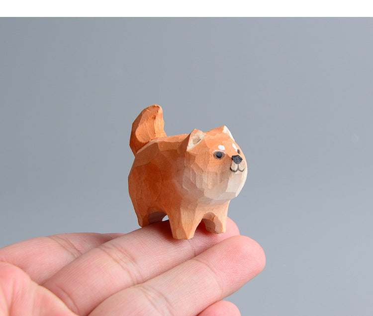 Creative Wooden Cat Trinkets – Handmade Wood Carving Cat Ornament (Gray & Orange)