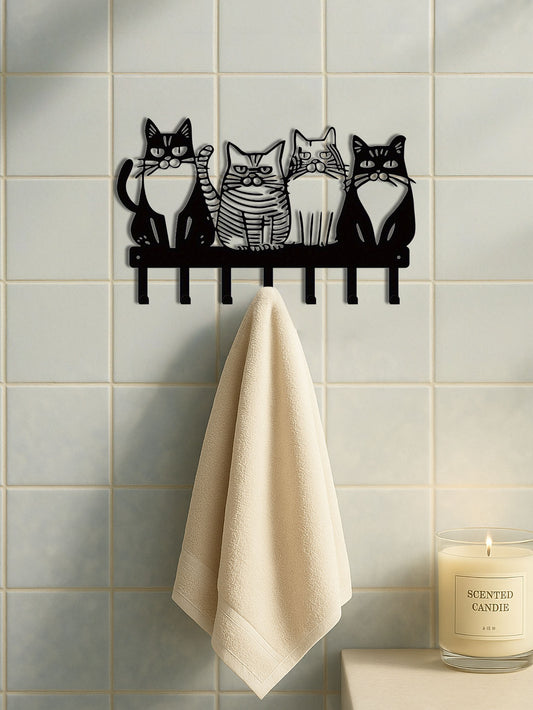 Cute Cat Wall Hook – Metal Wall Mounted Hook for Keys, Towels, Bags & Coats | Kawaii Cat Home Decor