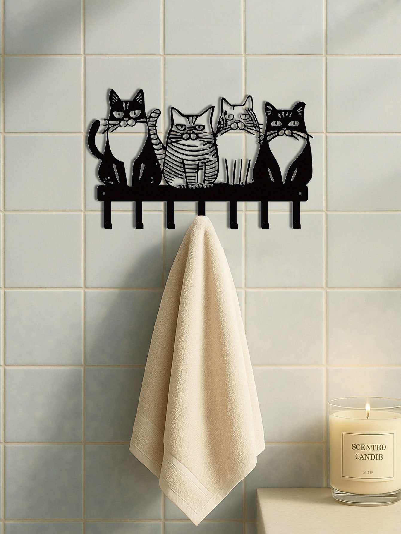 Cute Cat Wall Hook – Metal Wall Mounted Hook for Keys, Towels, Bags & Coats | Kawaii Cat Home Decor